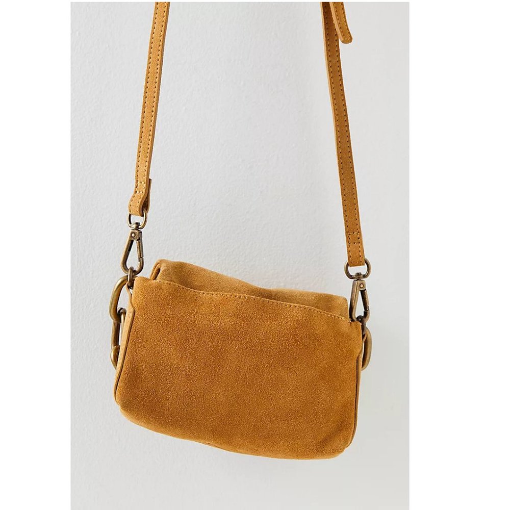 NEW Free People Charlie Chain Crossbody Purse PINK FUSCHIA Suede - Picture 4 of 8